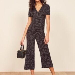 Reformation France Black and White Polka Dot Jumpsuit Size 4